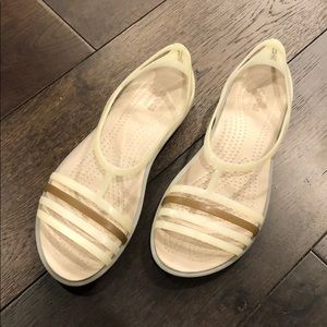 Crocs Isabella Strappy Sandals - 6W Oyster/White